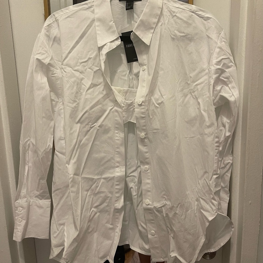 White Button Down Shirt w/ Bralette
